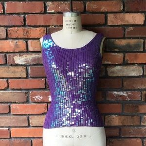 Purple Sequin Sweater 52 Weekends Small Junior